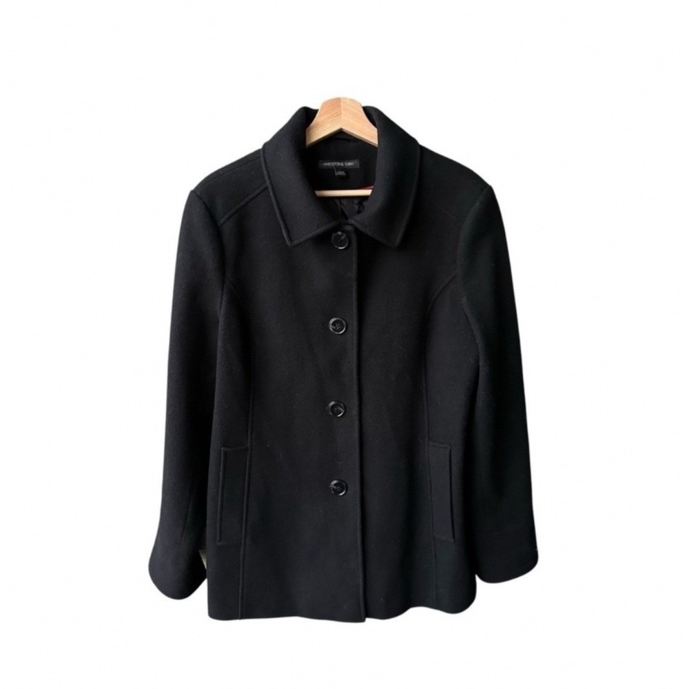 Preston And York Jacket Pea Coat Black Wool Blend Preppy Luxury Timeless Large